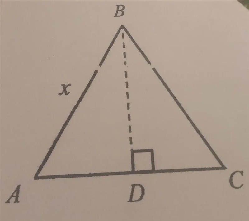 If ABC is an equilateral triangle and BD = 54 inches. find the value of x round to-example-1