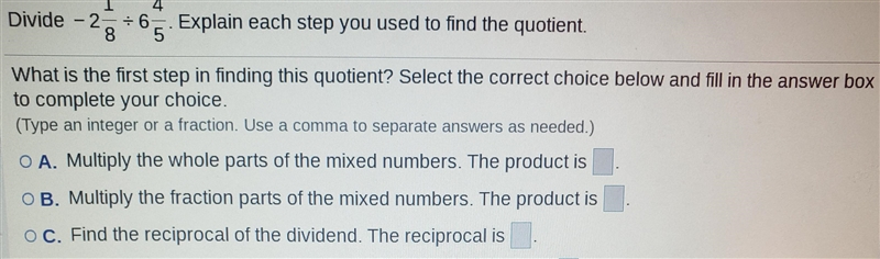 Question Help 1 4 Divide - 2 = 6 8 5 Explain each step you used to find the quotient-example-1