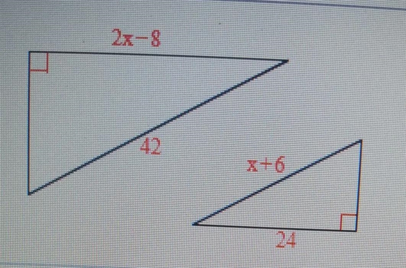 For the pair of similar triangles . Find the value of x . The value of x is _(simplify-example-1