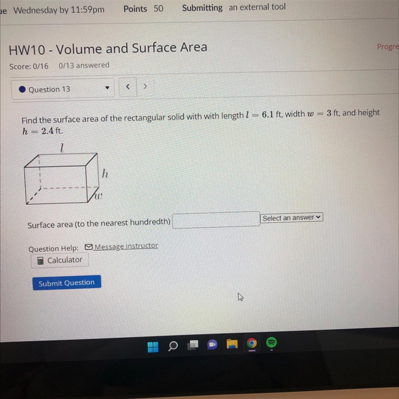 Find the surface of the rectangular solid-example-1