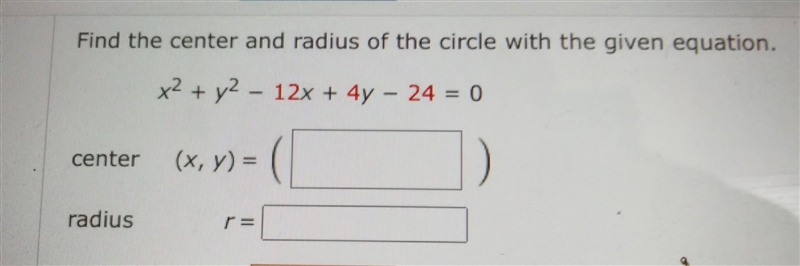 NO LINKS!! Find the center and radius of the circle with the given equation​-example-1