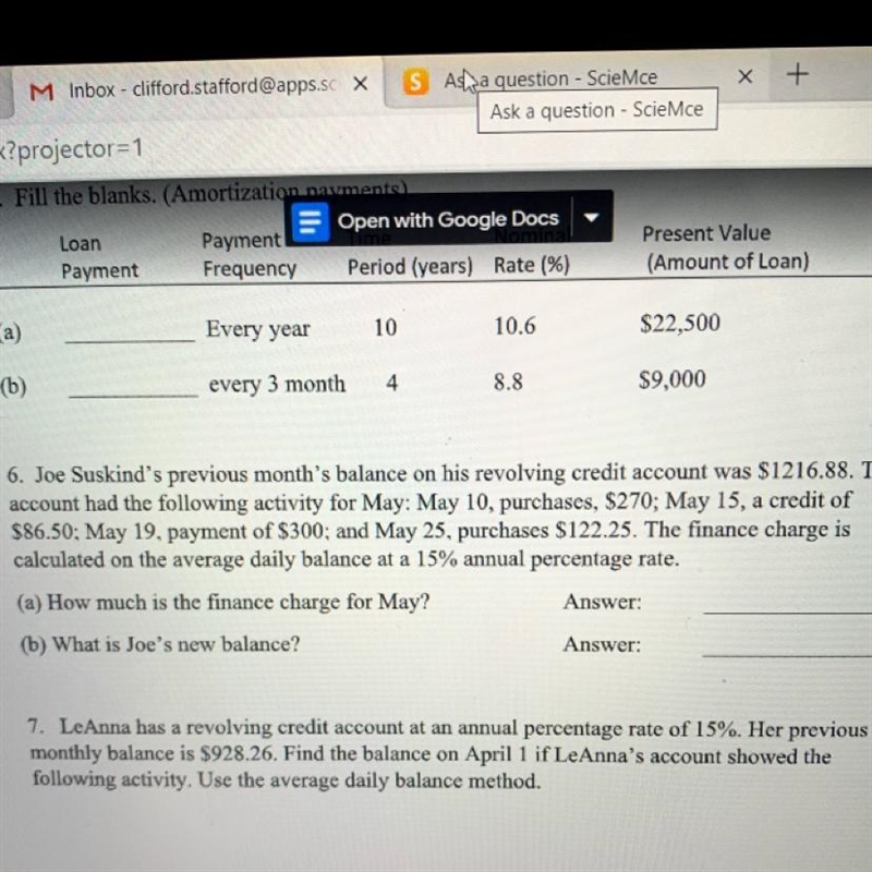 6. Joe Suskind's previous month's balance on his revolving credit account was $1216.88. Theaccount-example-1