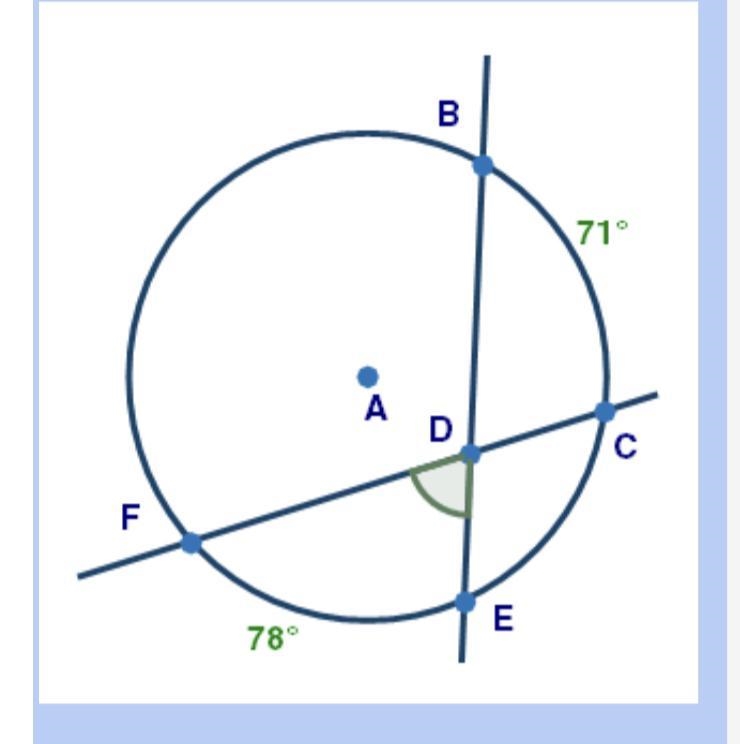 In circle A, marc BC is 71° and marc EF is 78°: What is m∠FDE? 35.5° 74.5° 39° 78°-example-1