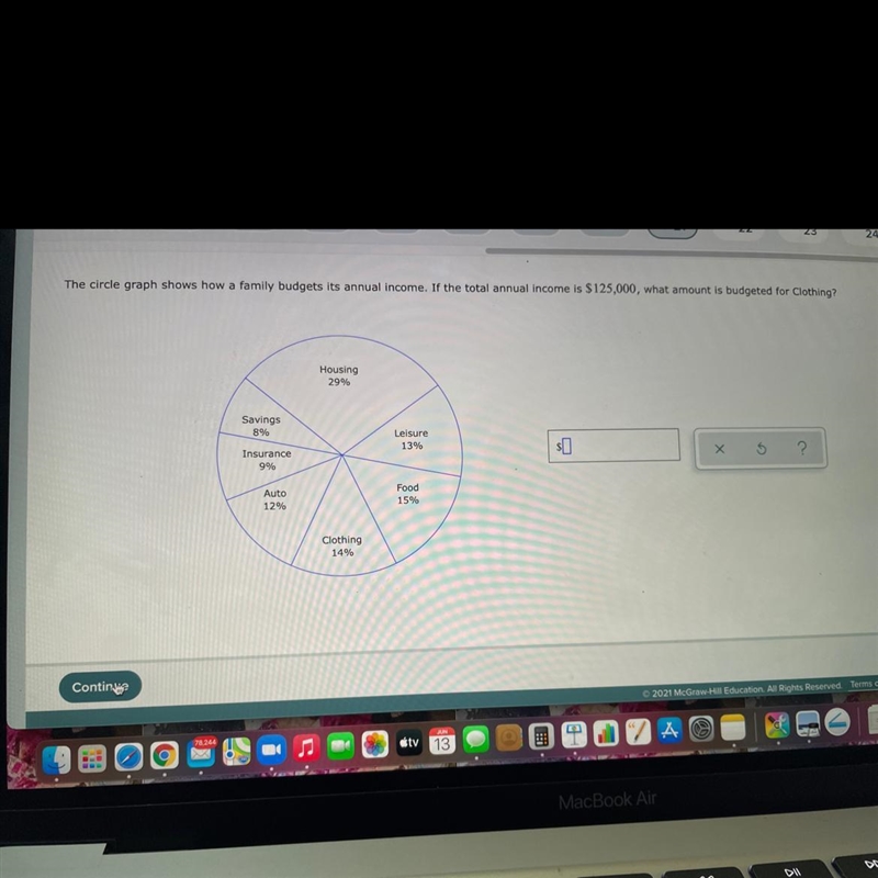 The circle graph shows how a family budgets its annual income. If the total annual-example-1