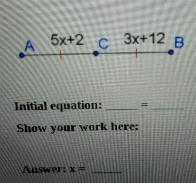 find the value of x show your work in the diagram below C is the midpoint of segment-example-1