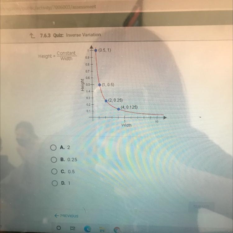 According to the graph, what is the value of the constant in the equationbelow?-example-1