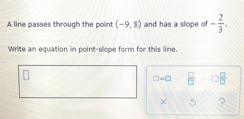 Hello! I need help finding the equation in point slope form. Thank you!-example-1