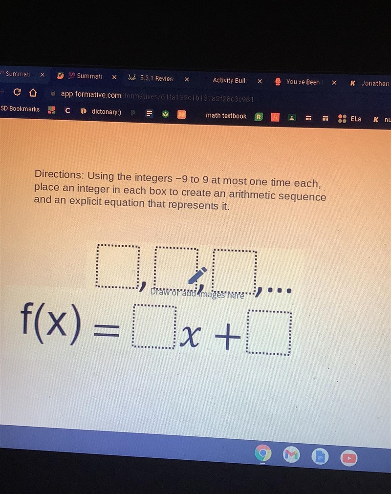 Using the integers -9 to 9 at most one time each,place an integer in each box to create-example-1