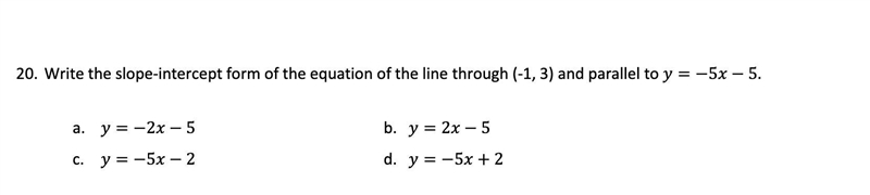 how to figure out the slope-intercept form of the equation of the line through (-1,3) and-example-1