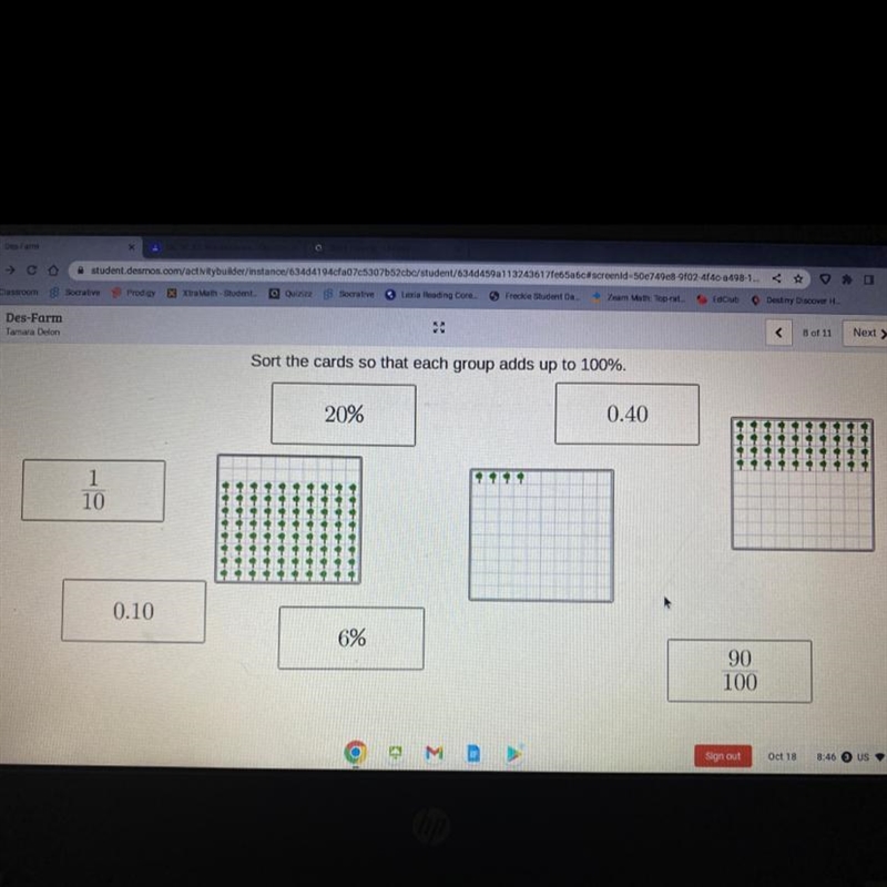 Sort the cards so that each group adds up to 100%-example-1