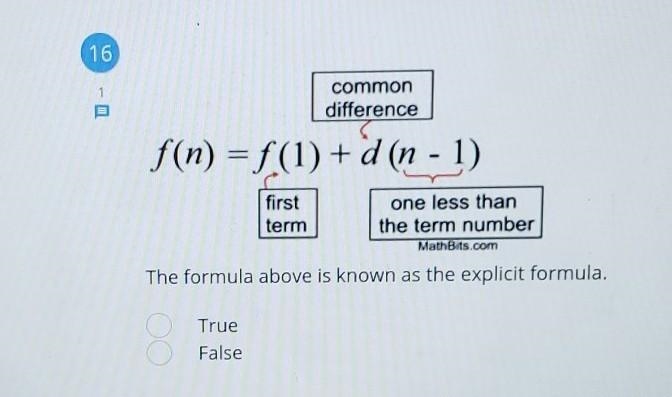 True or false, is the formula above known as the explict formula-example-1