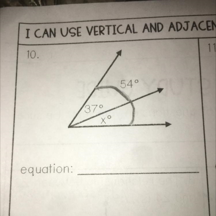 What the equation and x is also the angle mesures-example-1