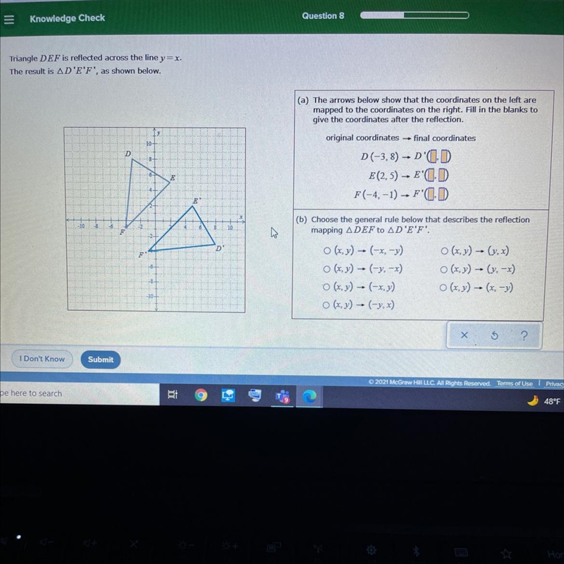 (a) The arrows below show that the coordinates on the left aremapped to the coordinates-example-1