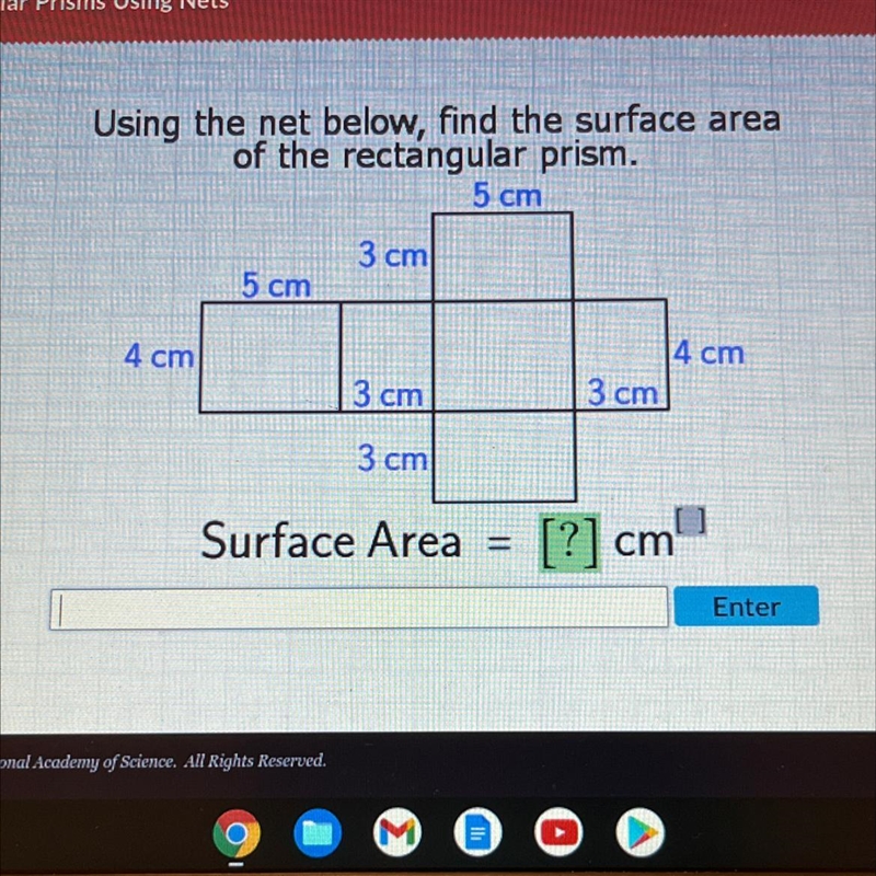 Using the net below, find the surface area of the rectangular prism. Anybody help-example-1