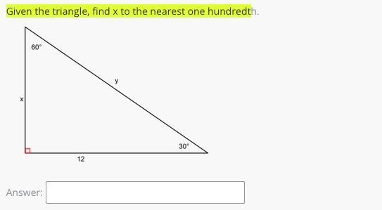 Given the triangle, find x to the nearest one hundreds-example-1