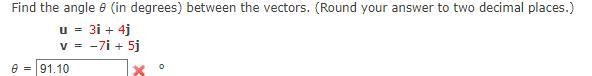 Find the angle (in degrees) between the vectors. (Round your answer to two decimal-example-1