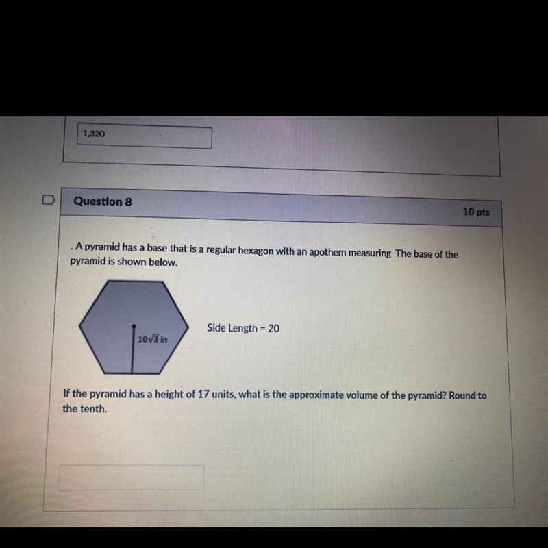 A pyramid has a base that is a regular hexagon with an apothem measuring The base-example-1