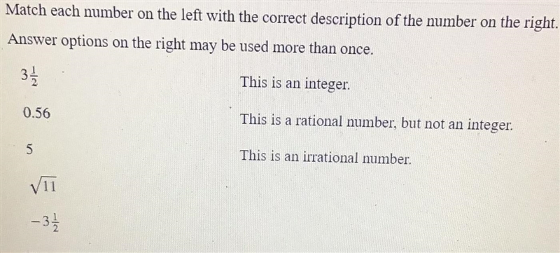 Match each number on the left with the correct description of the number on the right-example-1