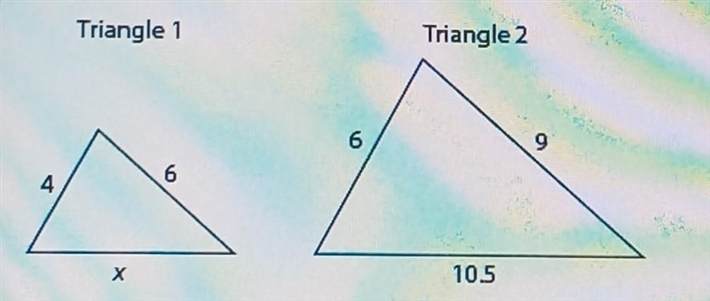 Triangle 1 is a scale drawing of Triangle 2 as shown below. Based on the information-example-1