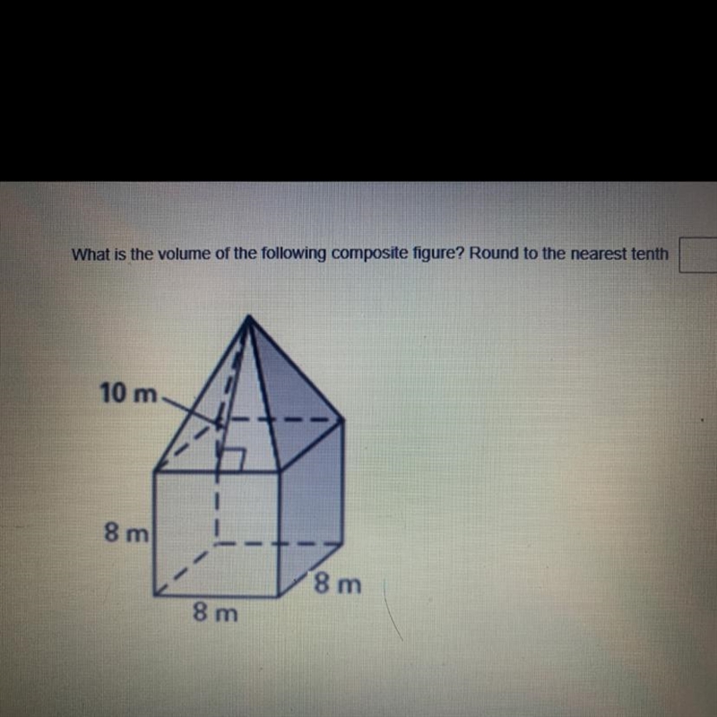 What is the volume of the following composite figure? Round to the nearest tenth10 m-example-1