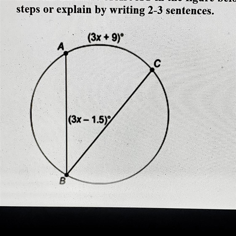 Find the measure of Arc AC in the figure below. Explain your answer by showing your-example-1