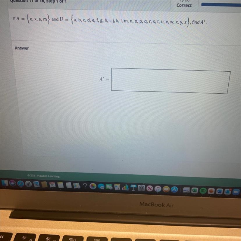 If.A = (e, x, a, m) and U = {a, b, c, d, e, f, g, h, I, J. K, 1. m. n. o. p. q. r-example-1