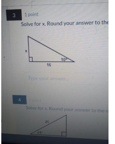 3 1 point Solve for x. Round your answer to the nearest 2 deci 100 16 1 Type your-example-1