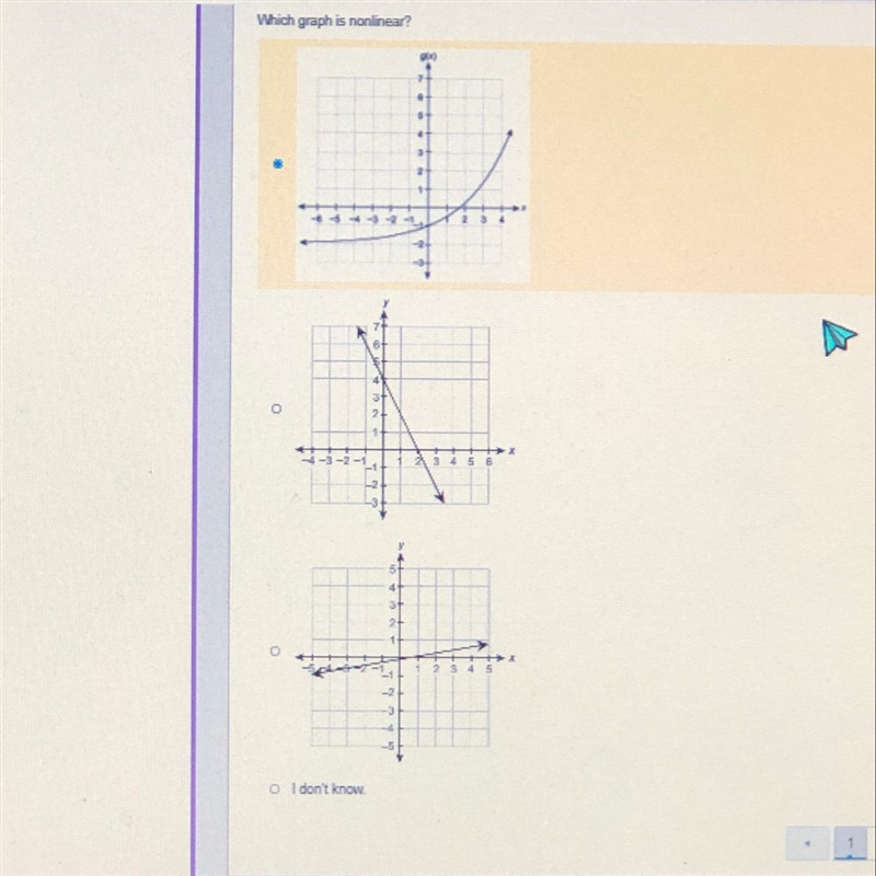 Which graph is nonlinear?-example-1