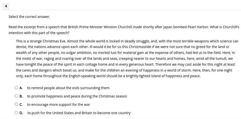 Read the excerpt from a speech that British Prime Minister Winston Churchill made-example-1