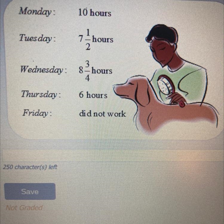 Aretha worked 4 days last week. The numbers of hours she worked each day is shown-example-1