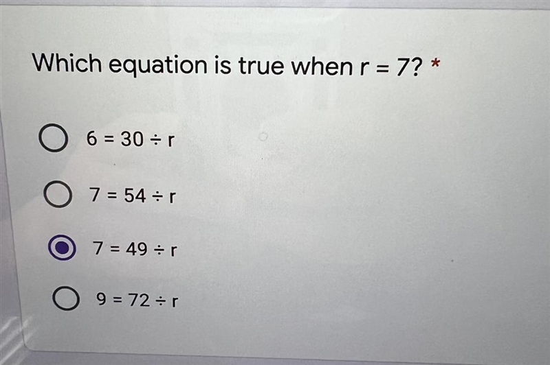 Which equation is true when r = 7 ?-example-1