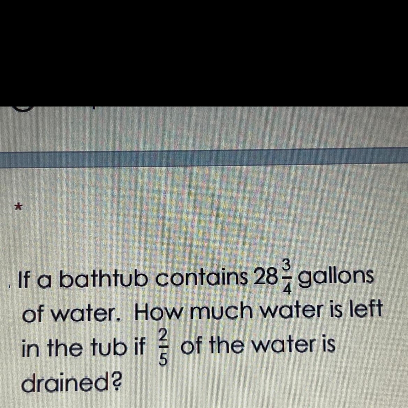 If a bathtub contains 28 3/4 gallons of water. How much water is left in the tub if-example-1