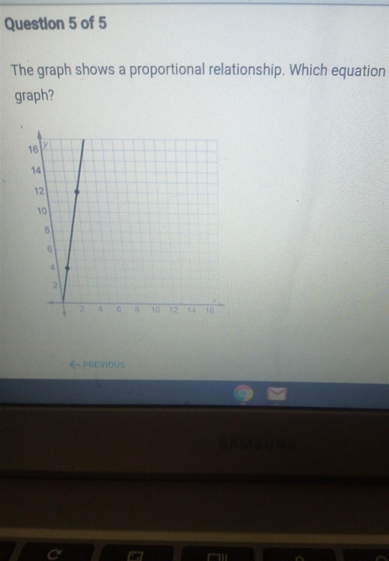 the graph shows the proportional relationship which equation matches the graphanswers-example-1