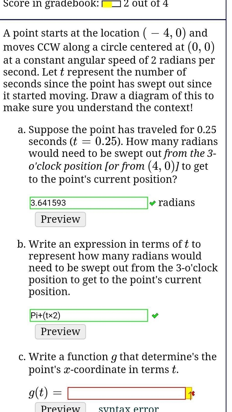 Write a function g that determine's the point's x-coordinate in terms t.g(t)=-example-1