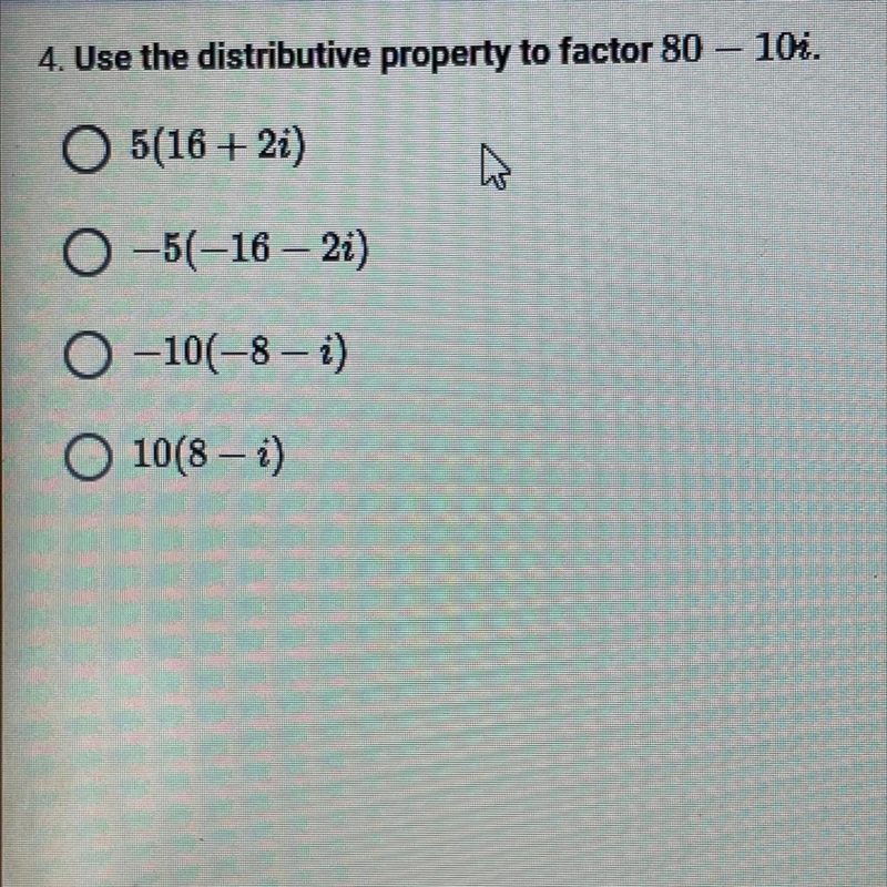 The question is below! I think the answer is: 10(8-i)-example-1