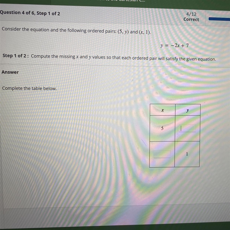 Compute the missing x and y values so that each ordered pair will satisfy the given-example-1