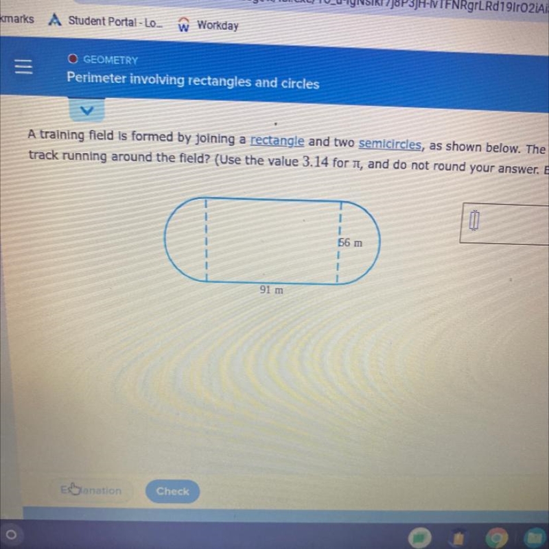 A training field is formed by joining a rectangle and two semicircles, as shown below-example-1