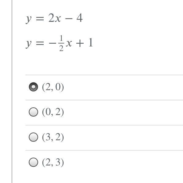 On your own paper, graph the system of equations and identify the solution.=2−4=−12+1-example-1