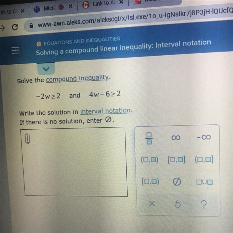 Solve the compound inequality ( Please answer in format shown in picture in the right-example-1