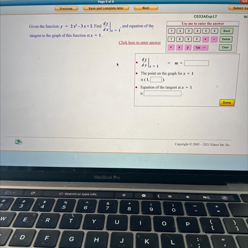 Solve for m. Solve for the point on the graph for x=1. Solve for the equation of the-example-1