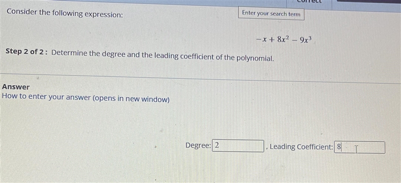 Determine the degree and the leading coefficient of the polynomial-example-2