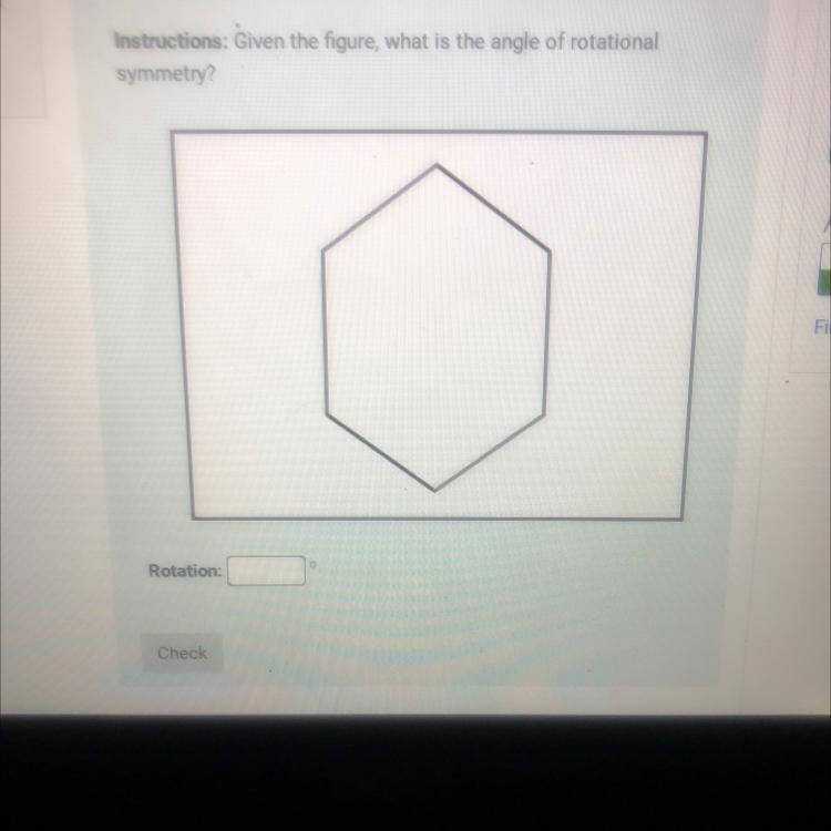 Given the given the figure what is the angle of rotational symmetry-example-1