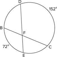 Determine the measure of ∠BFE. 1) 224° 2) 112° 3) 111° 4) 69°-example-1