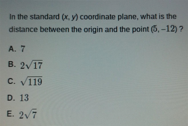 In a standard (x,y) coordinate plane, what is the distance between the origin and-example-1