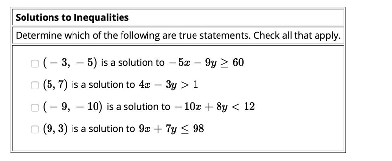 Determine which of the following are true statements. Check all that apply.-example-1