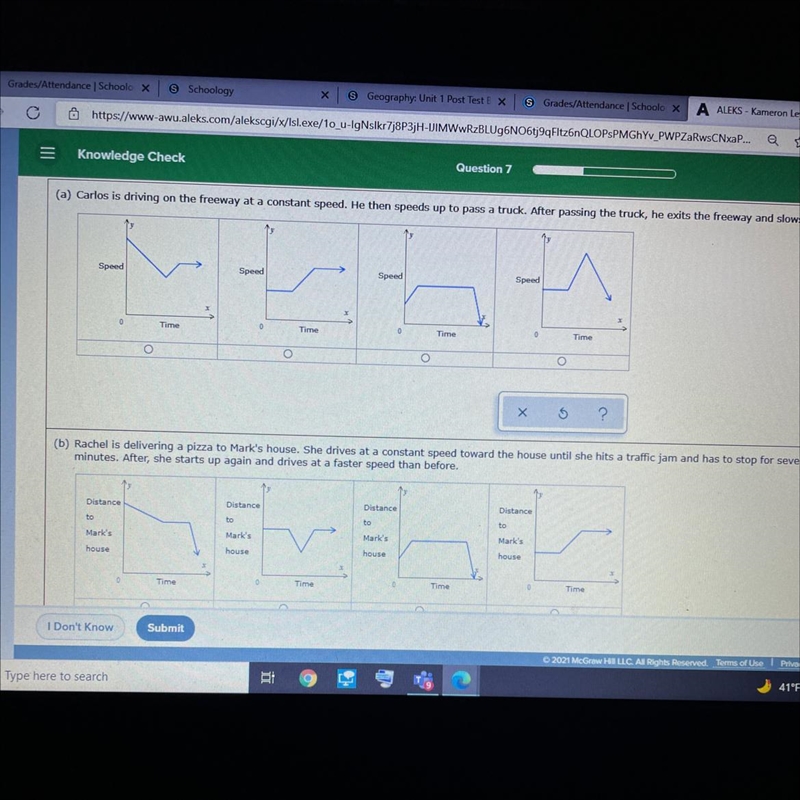 For each scenario below, choose the graph that gives the best representation.(A) Carlos-example-1