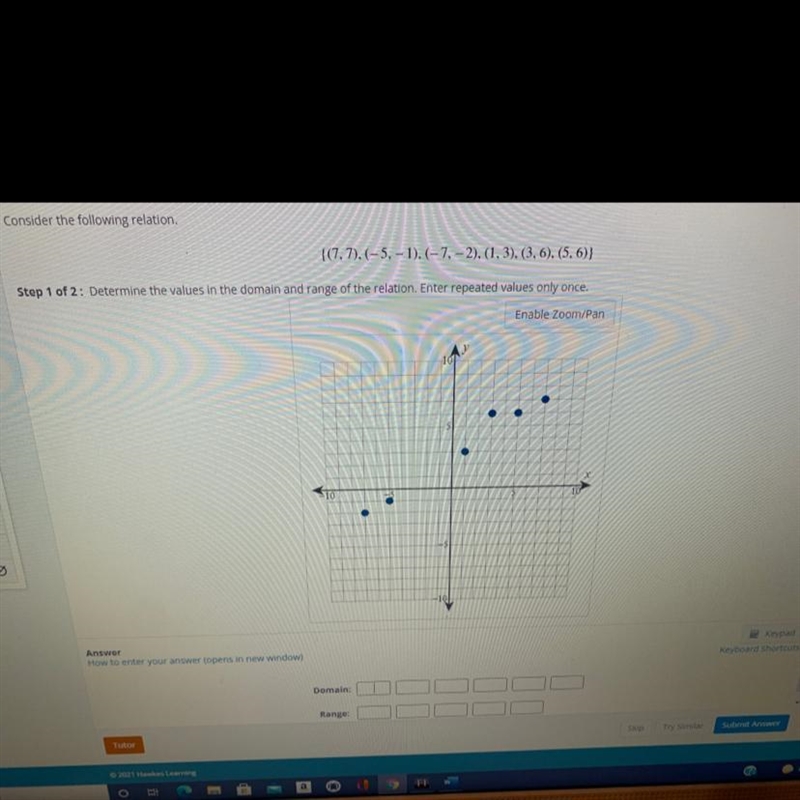 How do I determine the values in the domain and range of the relation?-example-1