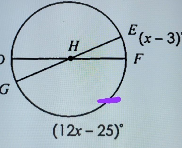 Find x and the measure of arc EF.​-example-1