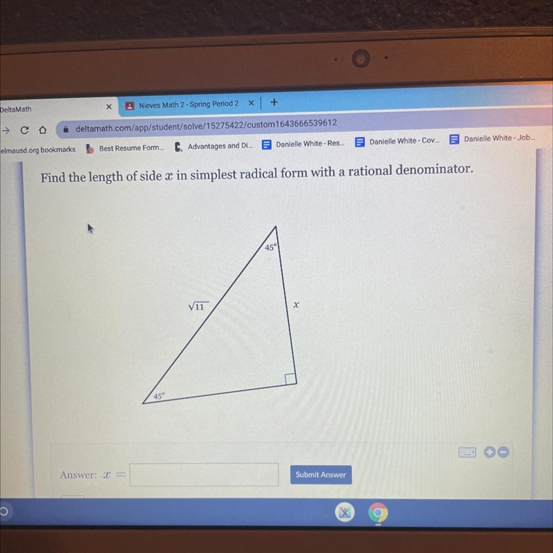 I need help with the last question about Special Right Triangles-example-1