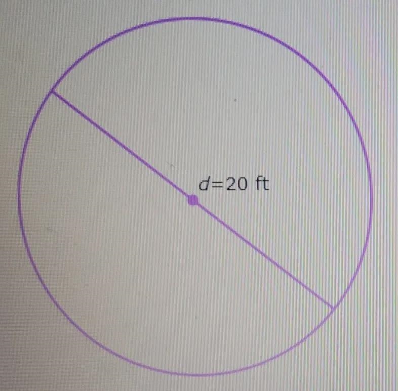 The diameter of a circle is 20 feet. What is the circumference?Give the exact answer-example-1